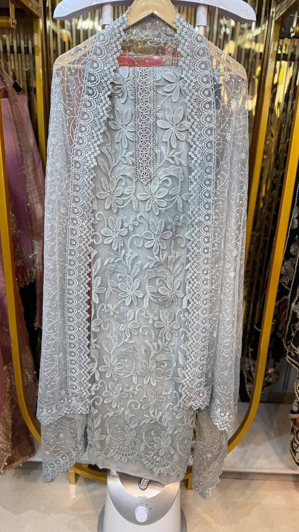 NET SHIRT FLOWER EMBROIDERY