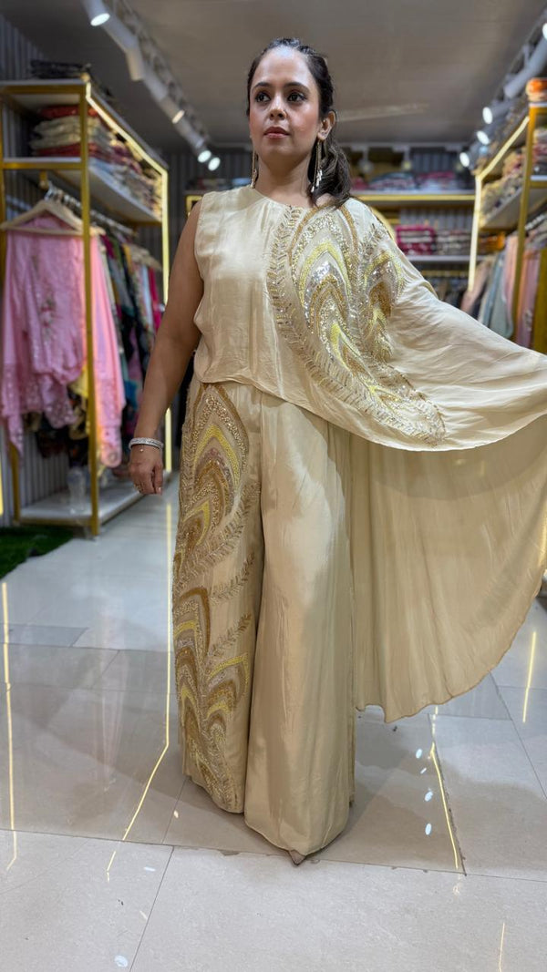 Pure Crepe Off White Stitched Suit