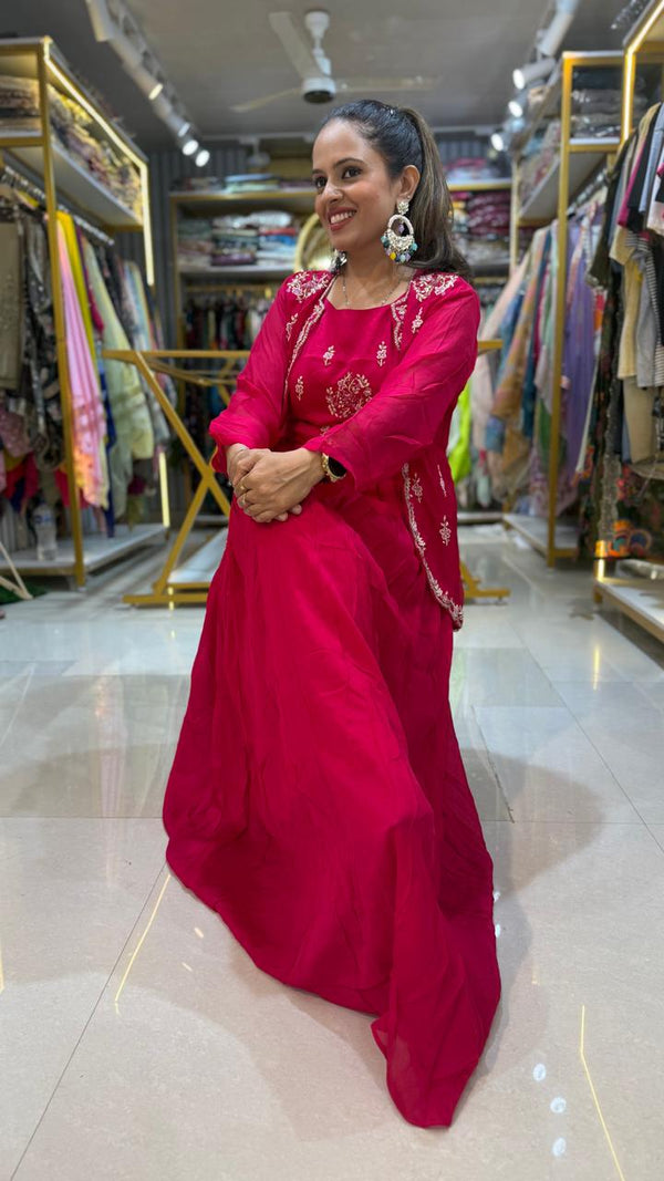 Chinon Red Indo-Western Suit